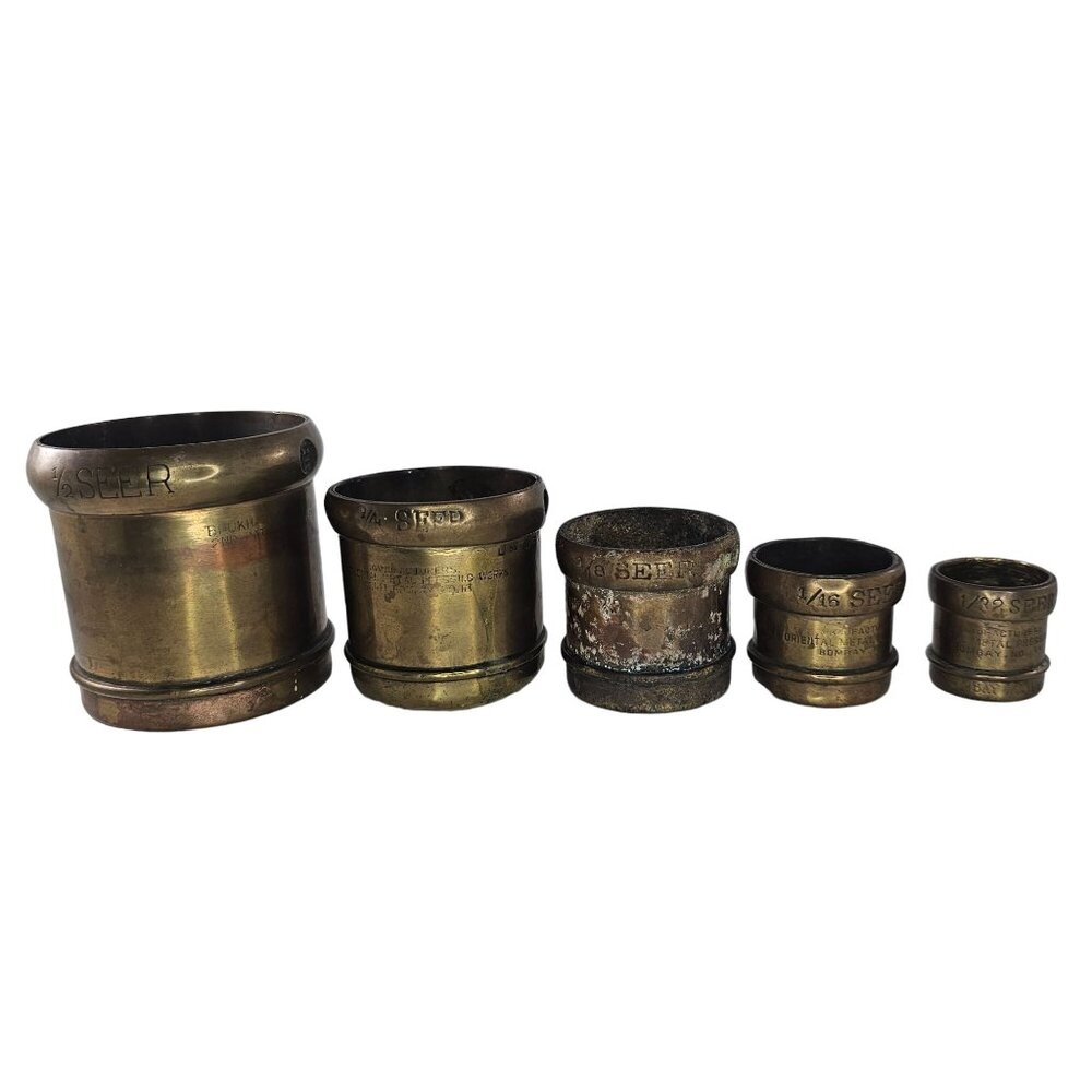 Vintage Brass Seer Measures Oriental Metal Pressing Works Bombay India Punjab